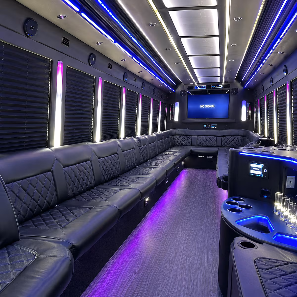 woodbury 30 passenger party bus inside