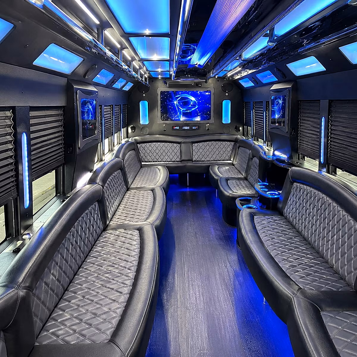 woodbury 50 passenger party bus interior